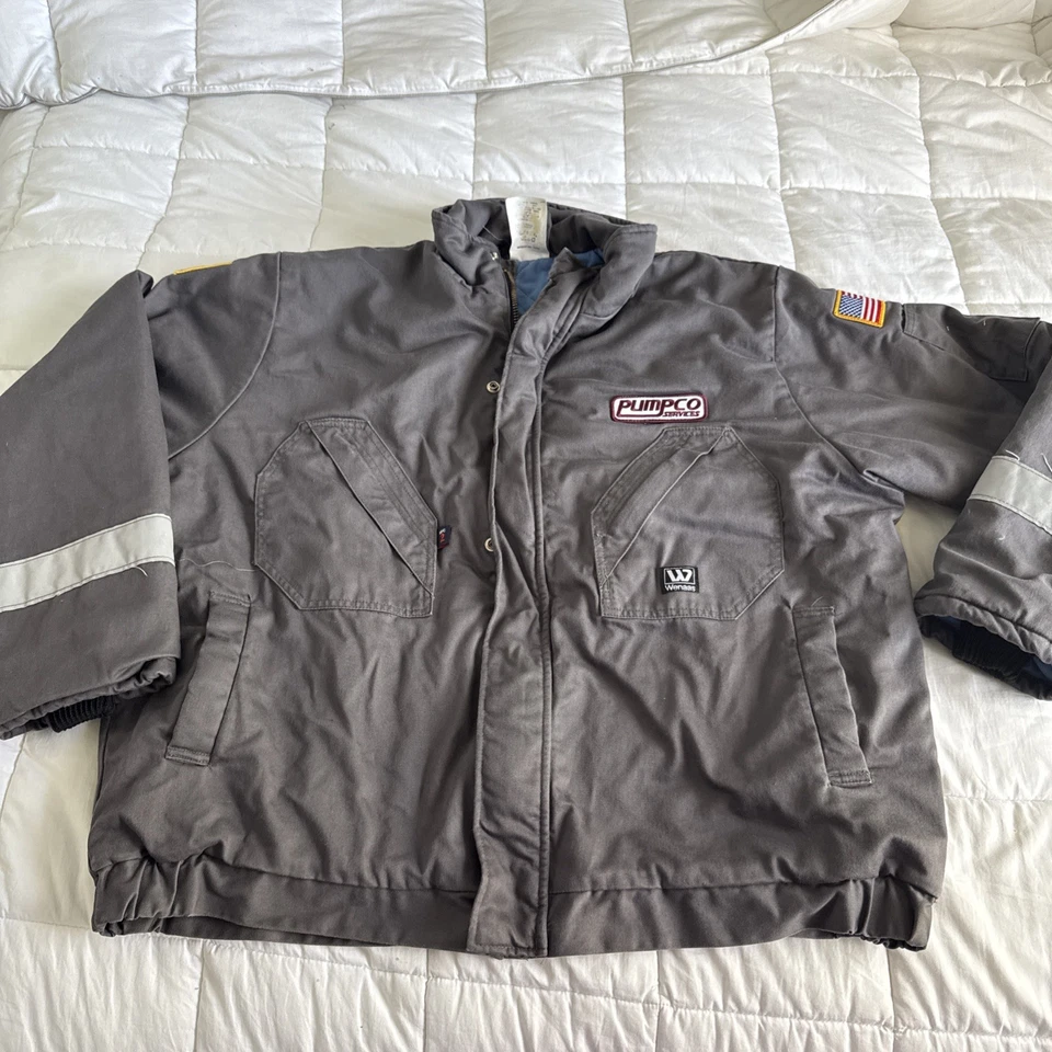 WENAAS USA FR Work Jacket HRC 2 Mens 3XL Gray Canvas Reflective Flame Resistant - Image 3 of 4