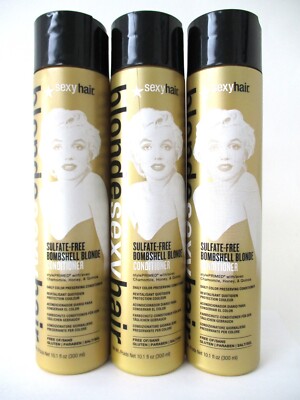 SEXY HAIR Blonde Sulfate Free Bombshell Blonde Conditioner 10.1 oz Pack of 3