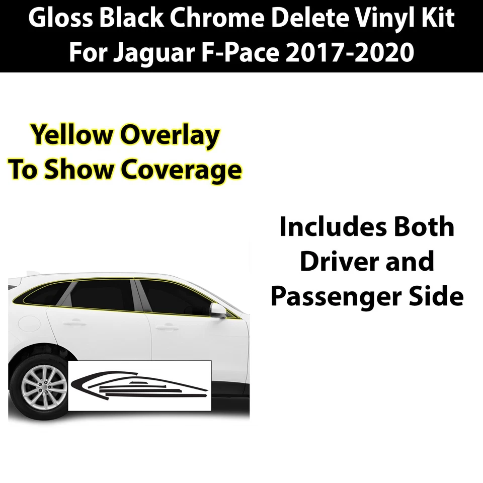 Se adapta a Jaguar F-Pace 2017-2020 moldura de ventana lateral cromo eliminar calcomanía vinilo apagón Foto 3 de 4