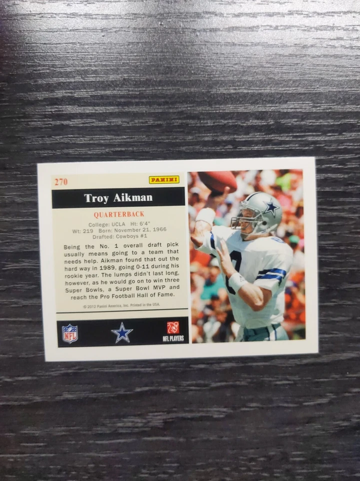 Troy Aikman 2012 Score Rookie Flashbacks #270 SSP Dallas Cowboys  - Image 2 of 2
