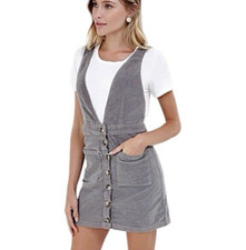 SHOW ME YOUR MUMU Connelly Corduroy Jumper Dress Women's Size S Overall Gray