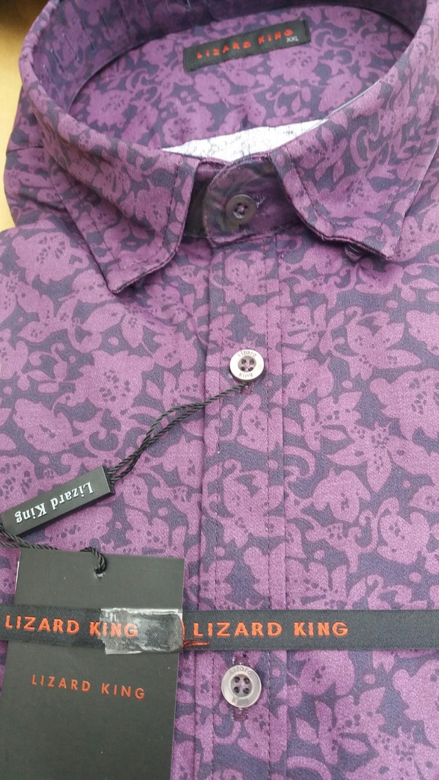 LIZARD KING LONG SLEEVE WINE FLORAL SHIRT 2XL3XL4XL5XL6XL7XL8XL