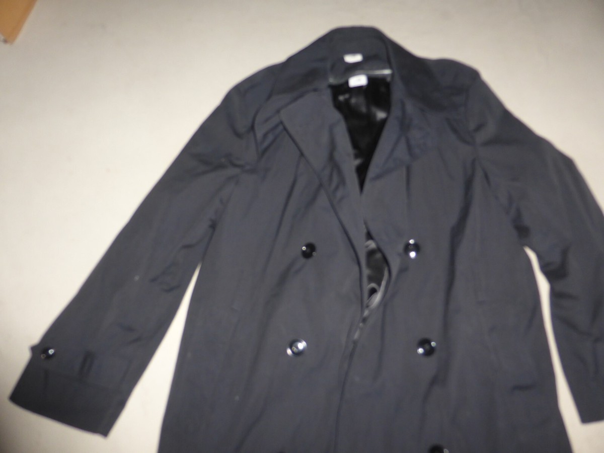 VINTAGE MILITARY ARMY TRENCH COAT ALL WEATHER MENS BLACK 8405-01