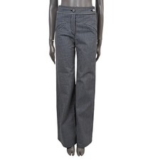 53179-1 auth CHANEL blue white cotton denim 08C LA STRIPED Jeans Pants 36 XS
