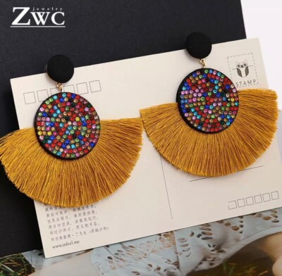 Gold Dangle Tassel Fashion Earrings Bohemian Earrings Pierced Earrings