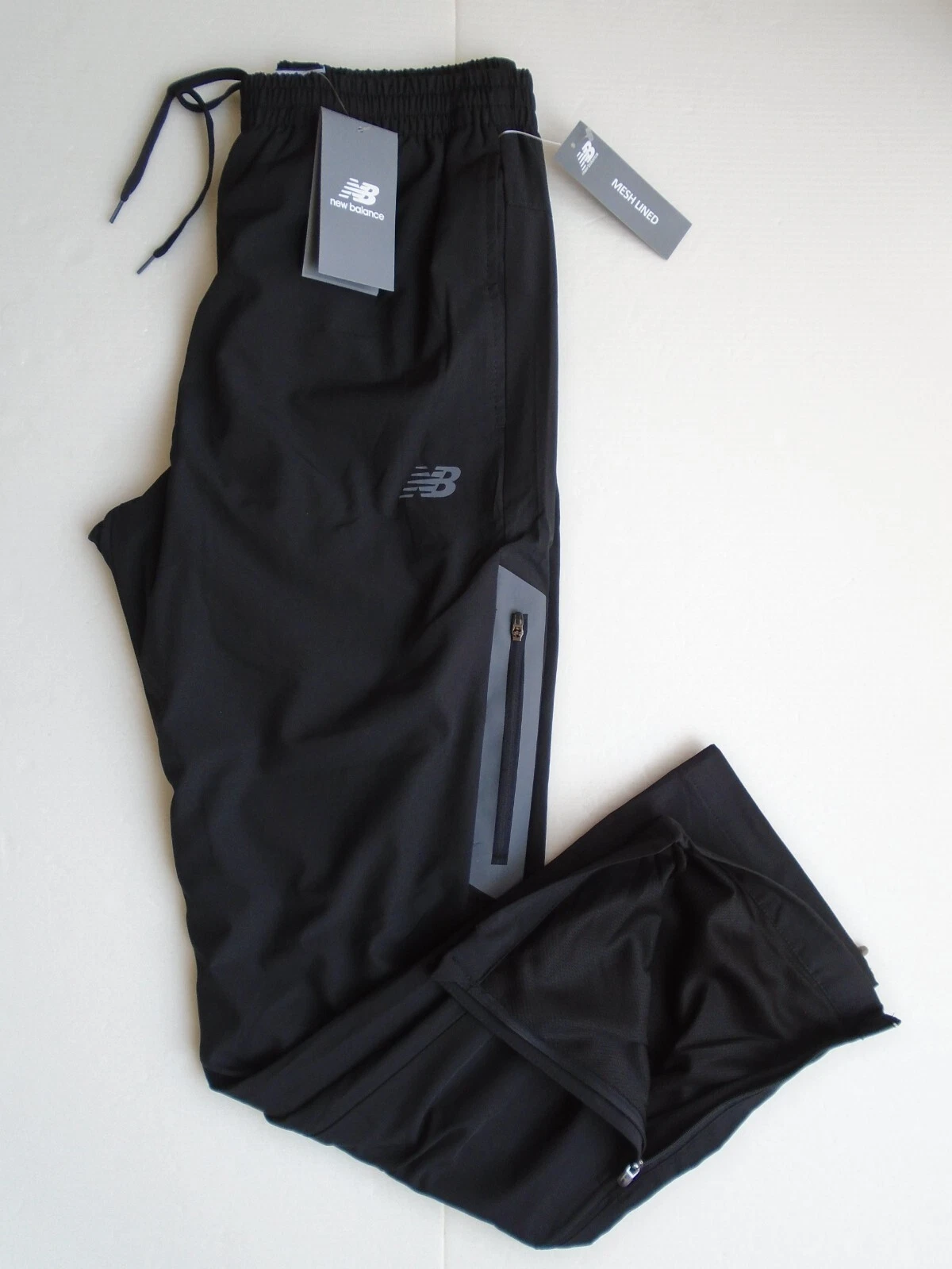 NEW BALANCE All Motion JOGGERS Mens Running Pants w/Mesh Black Side Pkt. Size S