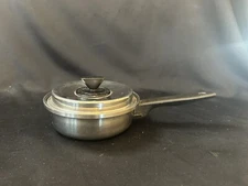 Vintage  7.5" Prudential Ware Ekco 18-8 Tri-clad Stainless Steel 1 QT Pan W/Lid