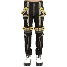 MEN'S BLACK ELECTRO BONDAGE RAVE GOTHIC CYBER CHAIN JEANS PUNK ROCK TRIP PANT