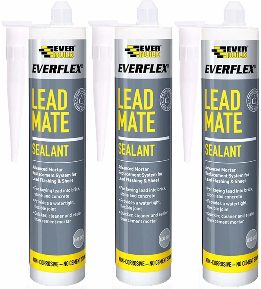 Everbuild Everflex Lead Mate Sealant Grey 300ml x 3