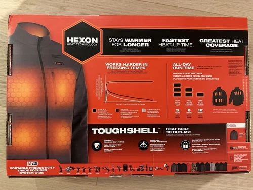 Milwaukee M100G-21M Men's Gray M12 Toughshell Heated HEXON Jacket 3.0ah Battery image 2