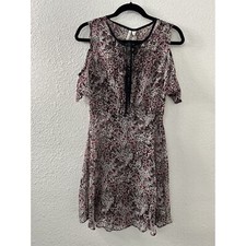LC Lauren Conrad Womens Cold Shoulder Tie Woodwine Dress Fairy Whimsygoth Size 6