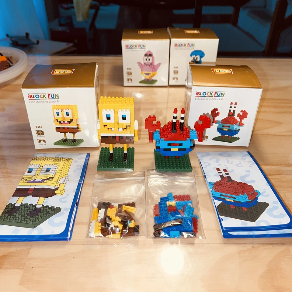 LOZ Diamond Micro Block Spongebob Patrick Mr Crabs Squidward 9144 9145 9146 9147 - Image 3 of 4