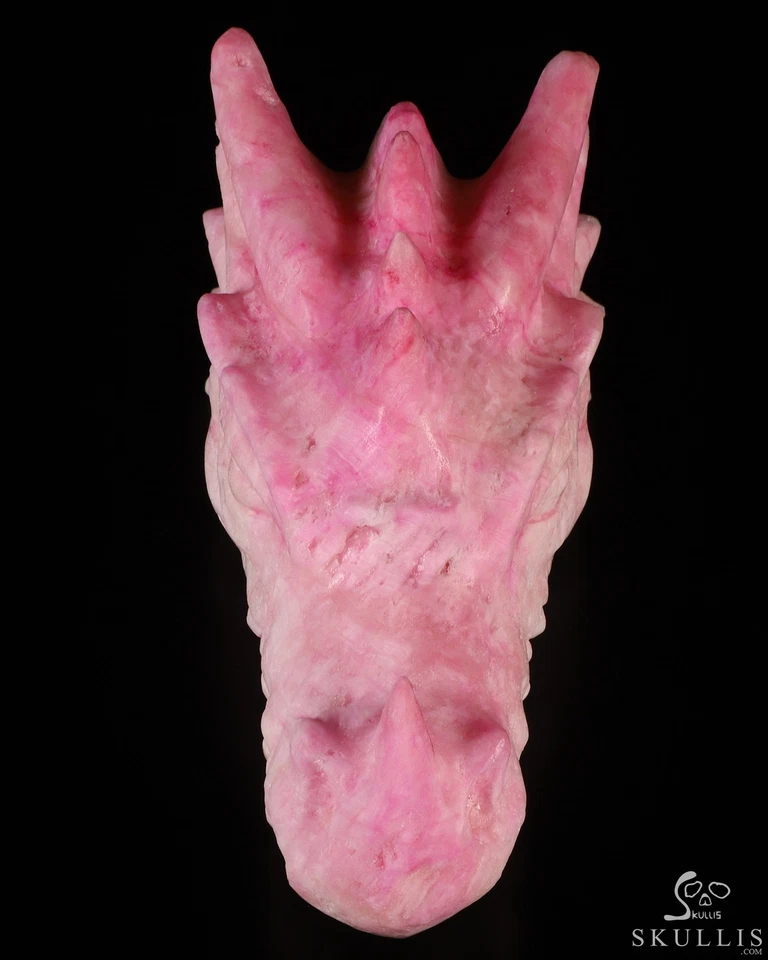 Escultura de calavera cabeza de dragón de cristal tallada a mano aragonita rosa de 5,9", curación Foto 3 de 4