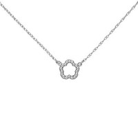 Collier Halskette Mit AnhäNger Blume 925 Silber Rhodiniert 42-45Cm Halsschmuck