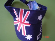 Australia Flag Sun Visor  New with Tags  New Unused Sold as Per Scans 