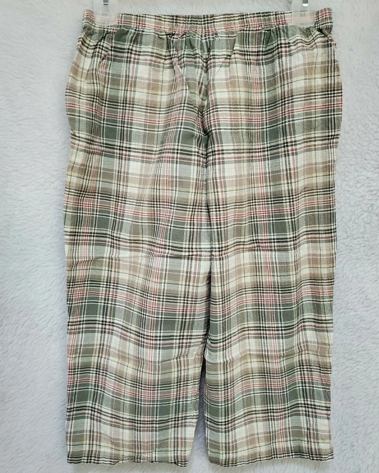 Брюки-капри женские Blair размер L большие зеленые коричневые белые красные клетчатые - Изображение 4 из 4