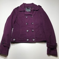 Piaza Italia Jacket Womens Size Small Purple Double Breasted Quilt Lined Pockets