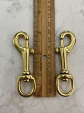 2 Brass Swivel Snap Hooks Clips Latch 3  X 1/2  New