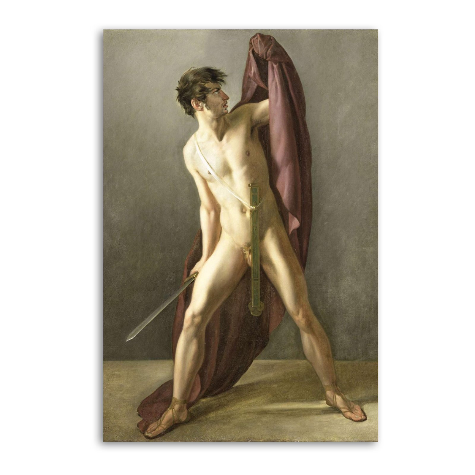 Warrior with Drawn Sword Canvas Art Wall Painting Poster Print Decor