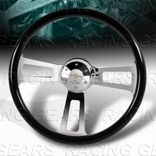 W-power 432mm Black Wood Grip 2.5 Deep Dish Chrome 3-spokes 17 Steering Wheel W-power 432mm Black Wood Grip 2.5 Deep Dish Chrome 3-spokes 17 Steering Wheel