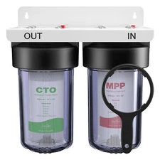 2-Stage 10"x4.5" Big Blue Whole House Water Filter System Carbon Sediment Filter