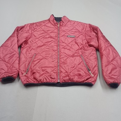 Vintage Descente Ski Jacket Mens XL Red Quilted Nylon Insulated Full Zip Canada
