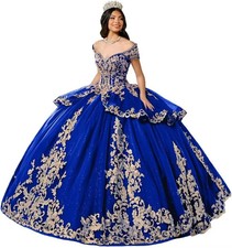 Tulle Tiered Quinceanera Dress Girls Off Shoulder Tassel Sweet 16 Floor Length