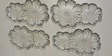 Set of 4 Vintage Hazel Atlas Capri Snack Plates Clear Glass Double Flowers
