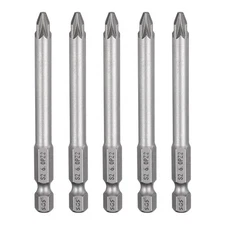 5pcs PZ2 Magnetic Pozi Screwdriver Bit 1/4" Hex Shank 3" Length Industrial Bit