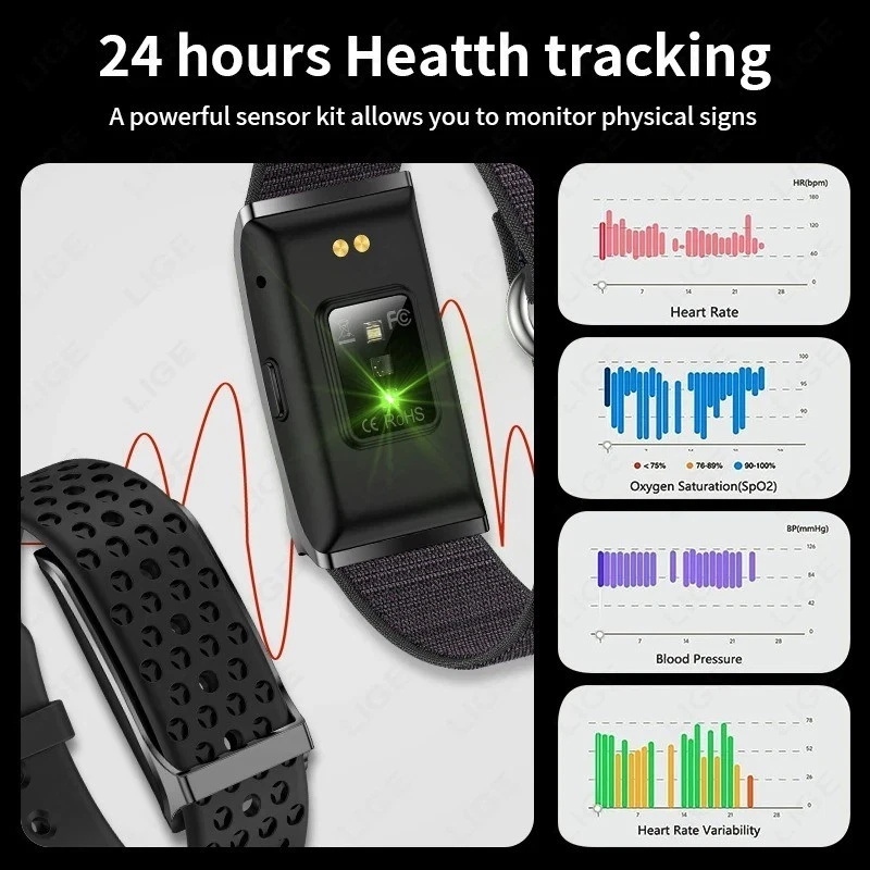 No Screen Smart Watch Men’s Fitness Heart Rate Tracker Waterproof 2025 - Image 2 of 4