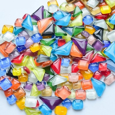 200G DIY Mosaic Crystal Tiles, Colorful Irregular Crystal Free Stones, Craft ...