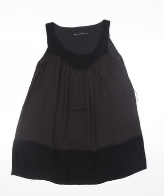Zara Basic Damen Kleid Schwarz S Etuikleid Ärmellos Knielang