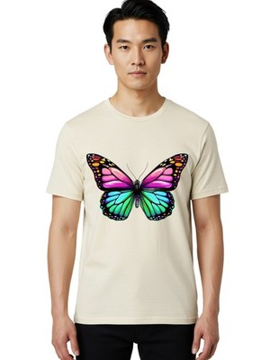 Butterfly Mens Graphic Tee,100% Cotton,Casual Summer Wear