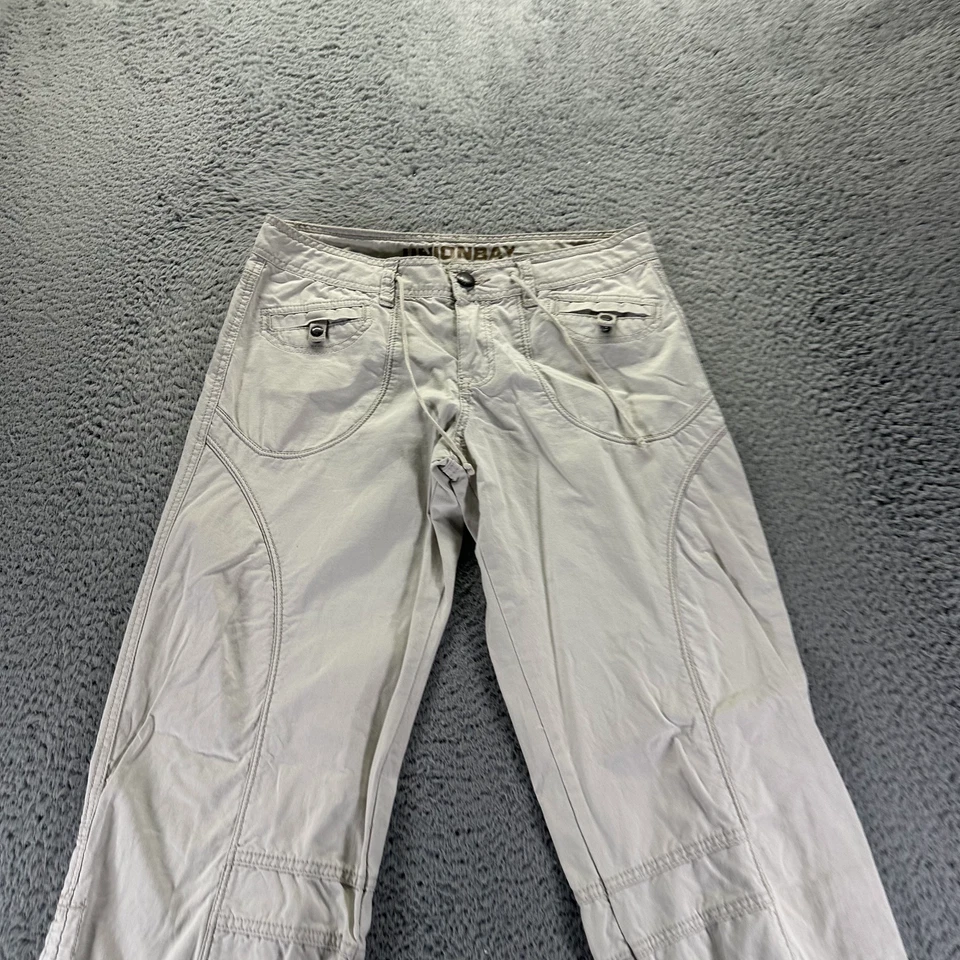 Pantalón Union Bay para mujer 31x34 blanco algodón carga cónico tiro bajo ropa de trabajo utilitario Foto 2 de 4