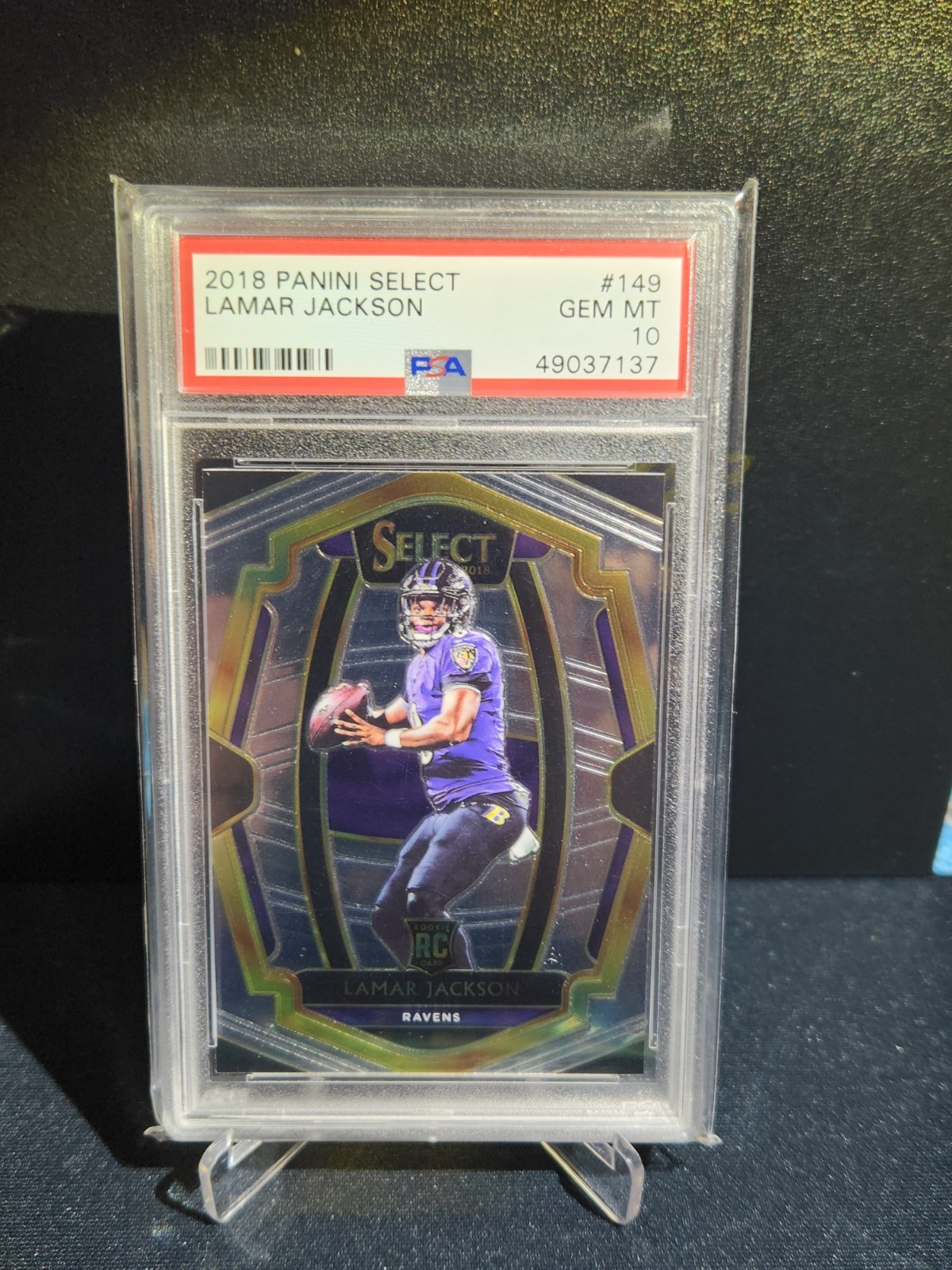 2018 Panini Select Lamar Jackson RC PSA 10 Rookie Premier Level