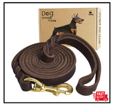 Leather Dog Leash 6ft x 3/4 inch, Heavy Duty Genuine Leather Braided Dog Trai