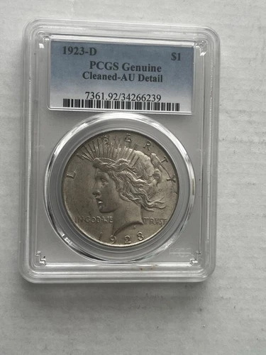 1923-D Peace Dollar PCGS Genuine Cleaned-AU Detail Silver $1 Denver KM#150