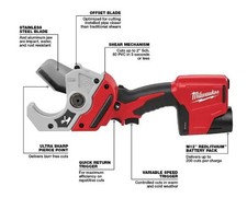 New Milwaukee 2470-20 Cordless Lithium-Ion Plastic Pipe Shear