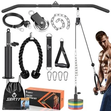 SERTT Cable Pulley System Gym, Power Rack Pulley Attachment with 2-in-1 LAT P...