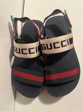 GUCCI Bedlam Webbing Trimmed Rubber Slingback Flatform Sandals Size 37 US 7