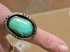 Coin Silver Turquoise  Costume Jewelry Ring Adjustable Vintage