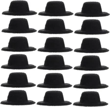 Toyvian 20Pcs Miniature Doll Hats, Mini Formal Hats Felt Black Top , Western... 
