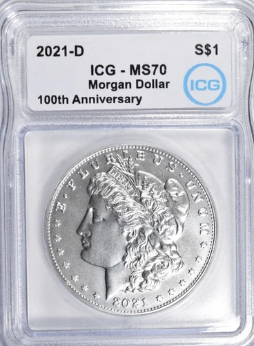 2021-D MORGAN DOLLAR ~ SILVER 100th ANNIVERSARY ICG MS70!