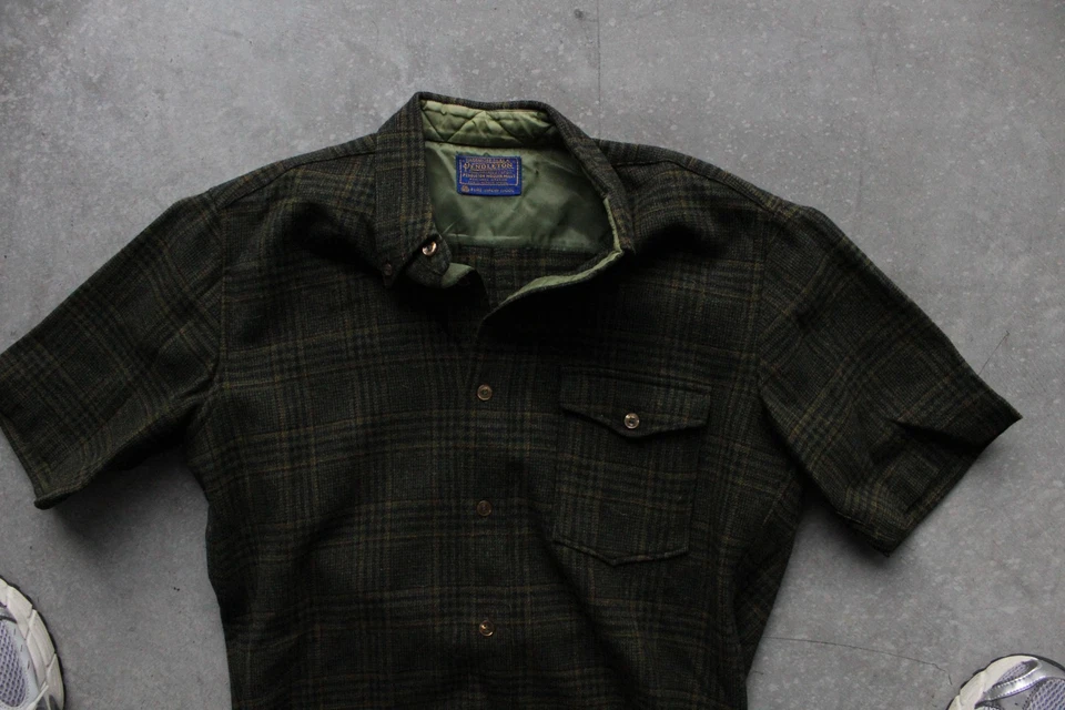 VTG Pendleton Wool Mens Large Short Sleeve Plaid Flannel Button Up Shirt 60s 70s - Image 2 of 4