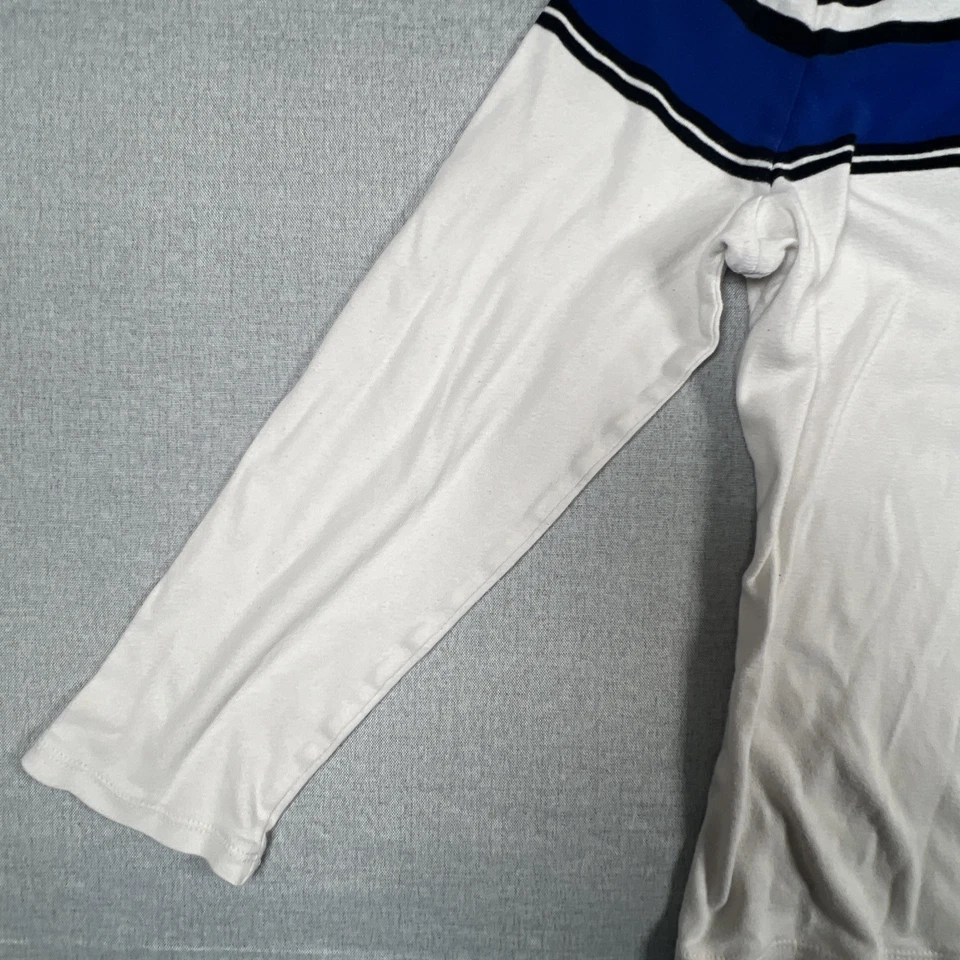 Camisa CHAPS Para Hombre XL Manga Larga Cuello Redondo Blanca Azul Negra Rayas 100% Algodón Foto 3 de 4