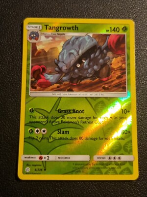 REVERSE HOLO Pokemon Sun & Moon Cosmic Eclipse TCG Card Tangrowth 6/236