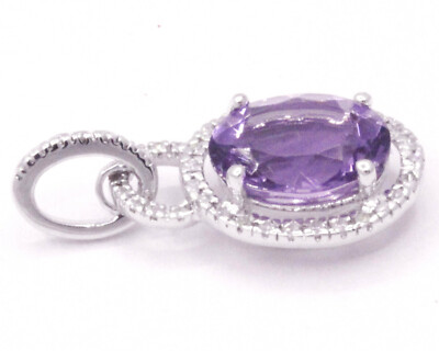 3,2 ctw natürlicher lila Amethyst Diamant massiv 14k Weißgold Heiligenschein Anhänger 24 mm