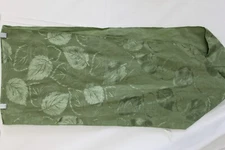 Green Table Runner Embossed Leaves Pattern 70 x 13" with Tassels on Ends