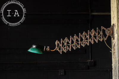 Early 20th Century Japanned Scissor Arm Lamp With Glass Shade | eBay