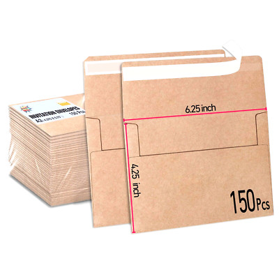 150 Brown Kraft Paper Envelopes A4 4.25 x 6.25 Invitation Card Photo Wedding